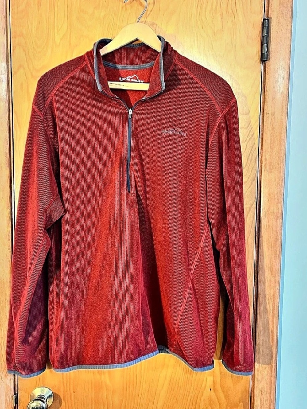 Eddie Bauer Quarter-Zip Grid Fleece Packable Versatile Pullover Size XL Rust Red